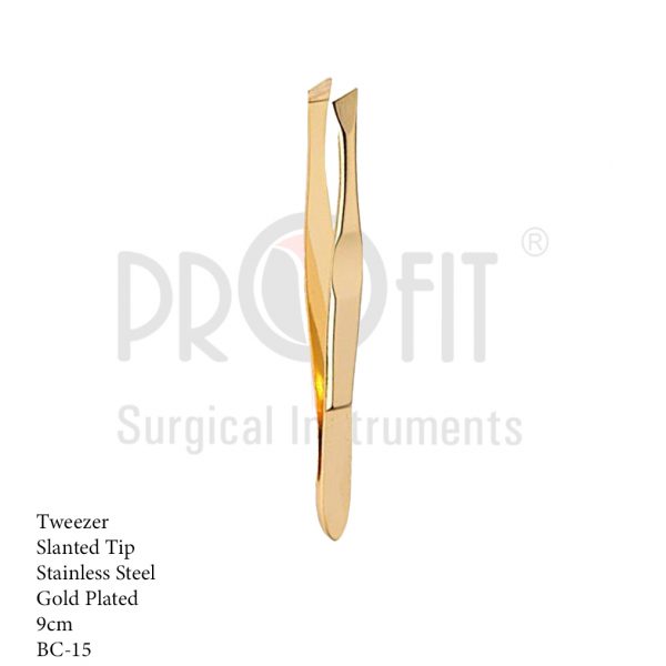 professional-precision-and-general-tweezers-slanted-tip-available-in-satin-mirror-and-gold-plated-size-9-cm-bc-15
